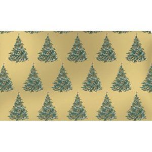 Hallmark Wrapping Paper Christmas Trees On Gold Foil 22.5 sq ft Roll Holiday